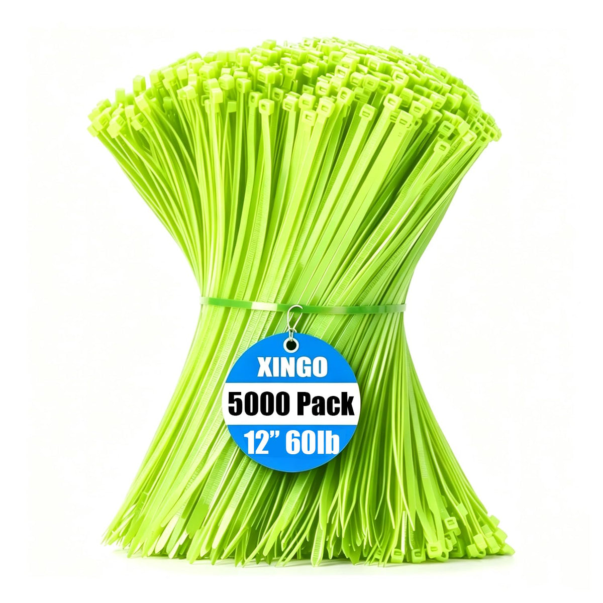 XINGO 1000 PCS Garden Green Zip Ties 8 Inch, 60 LBS Tensile Strength, Self-Locking Nylon Plastic Nylon PA66 Wire Ties for Indoor and Outdoor Use