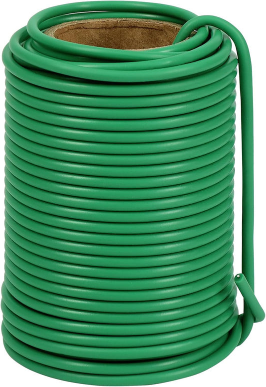 Tenn Well 66ft 3.5mm Garden Wire Rubber Coated Green Ties for Plants