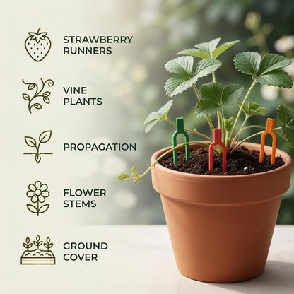 180 Pcs Plant Pins for Indoor Plants, Reusable U-Shaped Plastic Garden Clips for Strawberry Runners and Vine Support, Securing Plant Cuttings and Garden Fabric, Durable Gardening Tools
