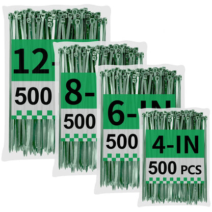 Green Zip Ties 6", 1000 Pack, Cable Ties UV Resistant, Wire Ties 25 lbs Tensile Strength for Garden, Plants, Holiday Lights, Yakobela