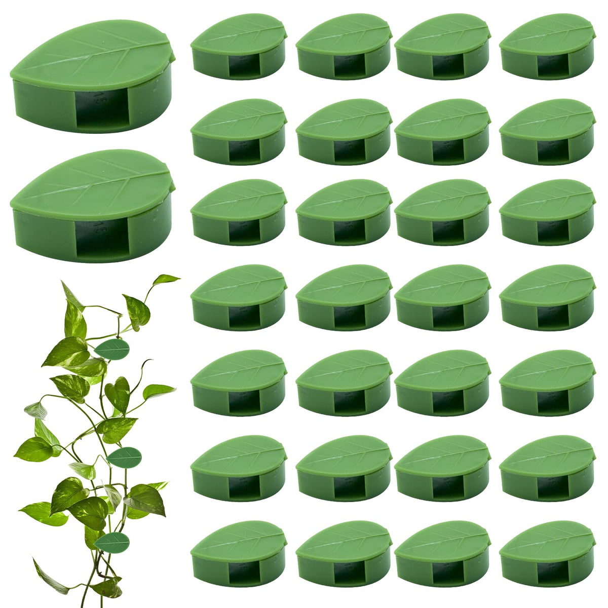 Plant Wall Clips for Climbing Vines Green Garden Stem Holder with Adhesive Climbing Wall Fixture Clips for Indoor Wall Decor, Office, Home (60 Packs)