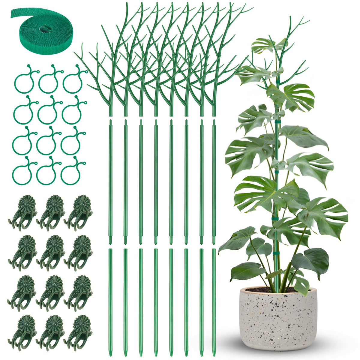 NiHome 28" Plant Support Stakes Set of 6 for Indoor & Outdoor Garden