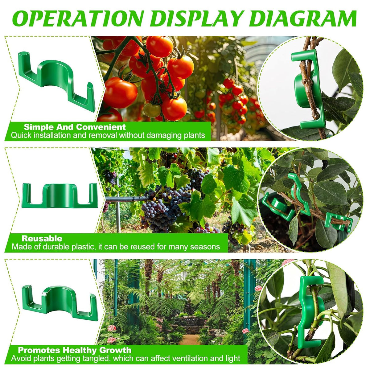 Feekoon 40 Pack LST Plant Training Clips Branch Benders(Green)