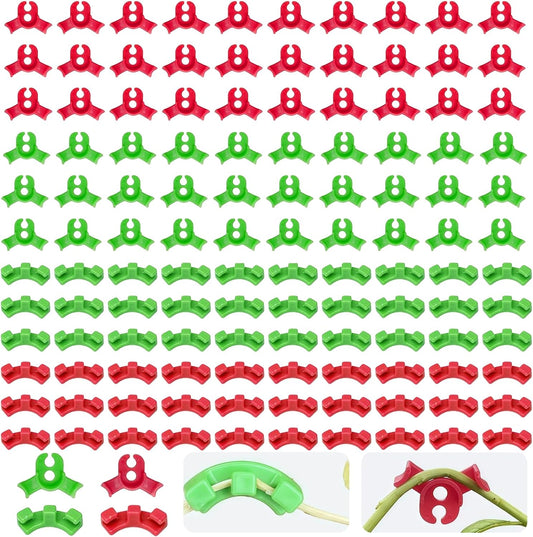 120-Pack Plant Training Clips for Low Stress Training - 90-Degree Angle Plastic Plant Stem Support Clips, Reusable Garden Clips for Tomatoes, Vines (Red & Green)