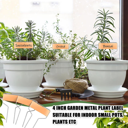 Moxweyeni 60 Pcs Metal Garden Tags Plant Labels,Copper,4 Inch