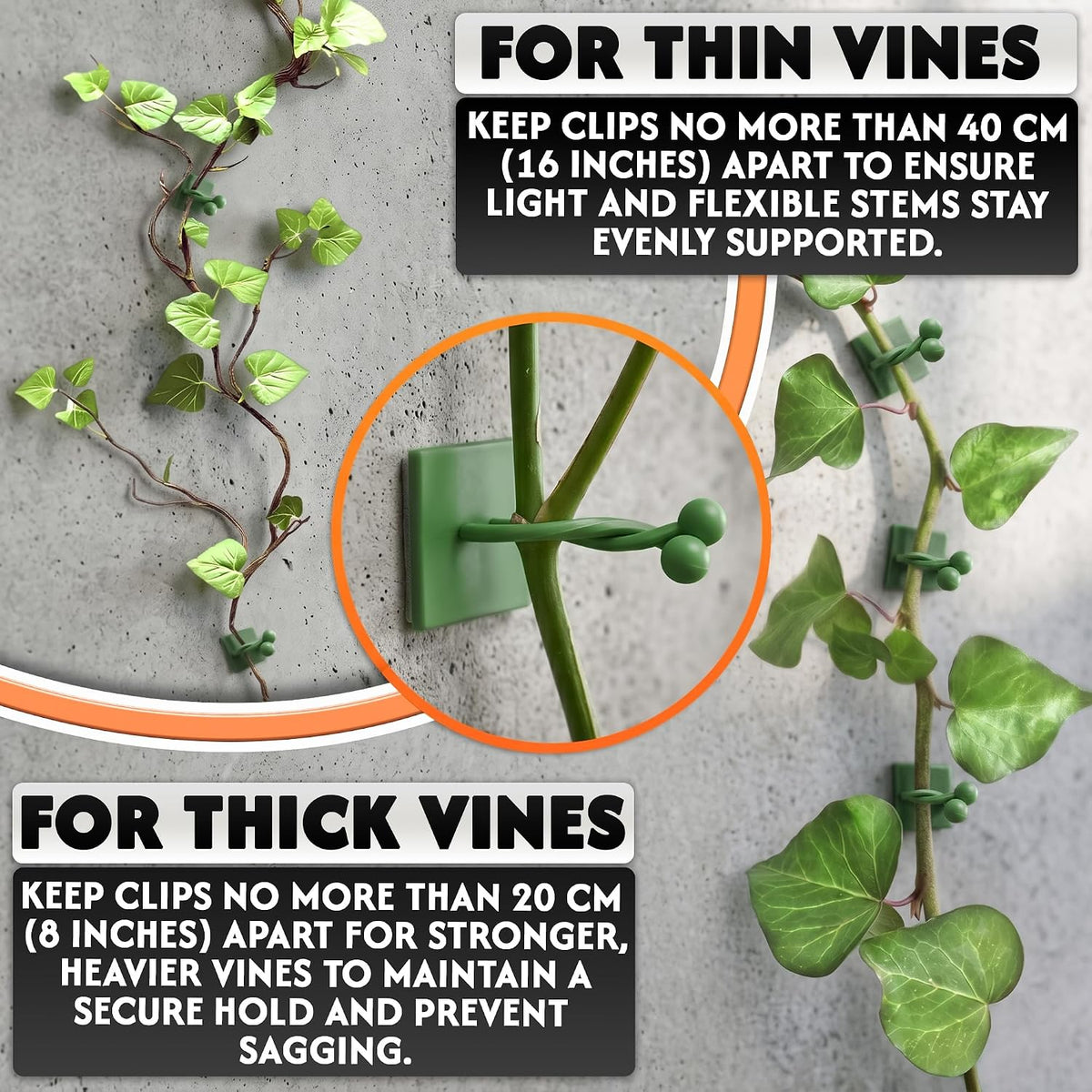 Plant Clips for Climbing Plants, 110 Pcs, 3 Sizes, Self-Adhesive Wall Clips