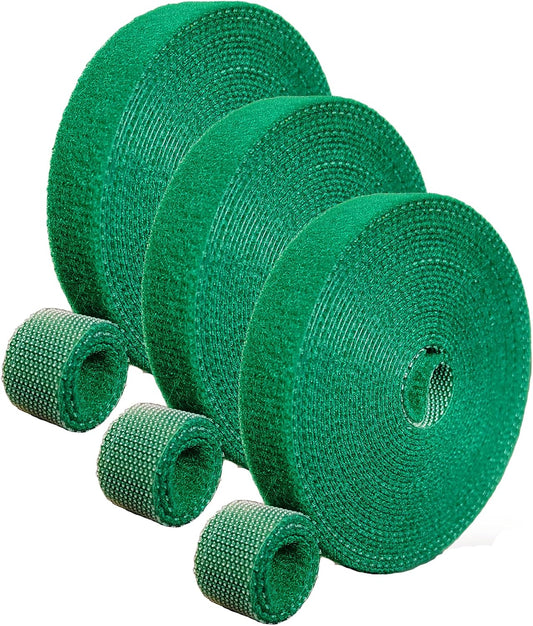 Green Garden Ties|Plant Ties for Climbing Plants 100 feet x1/2‘’in 3 Rolls|Plant Supports for Effective Growing Strong |Green-Recycled Plastic Garden Twine & Twist Ties for Tomato Stakes