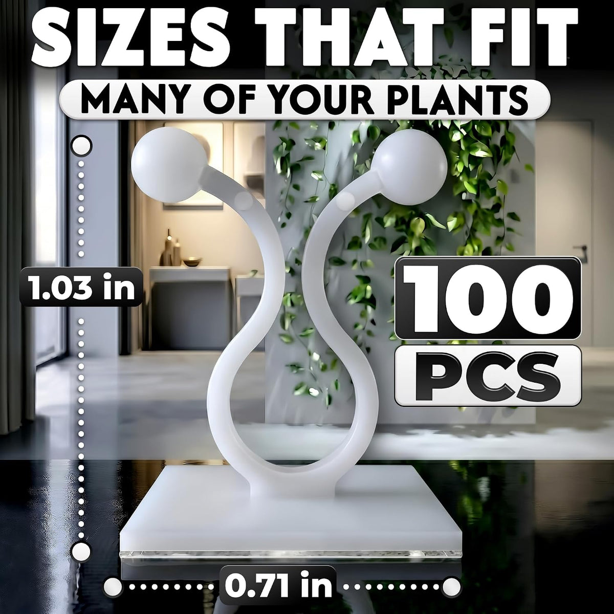 100 Pcs Climbing Plant Wall Clips for Vines, Flexible (Small White)