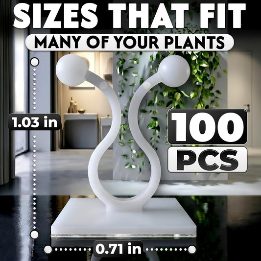100 Pcs Climbing Plant Wall Clips for Vines, Flexible (Small White)
