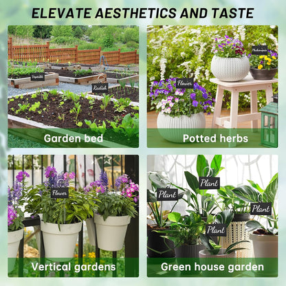 Plant Labels Stakes 24 Pcs, Acrylic Reusable Weatherproof Markers with Pen