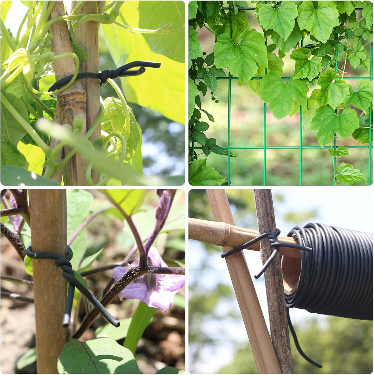 Garden Flexible Wire Tie, Soft Twist Plant Ties Support Plant Vines for Supporting and Fixing Garden Planting Branches Vines & Stems ，Organize Data Wire and Office Organization 65.6’ ( 3.5MM) (black)