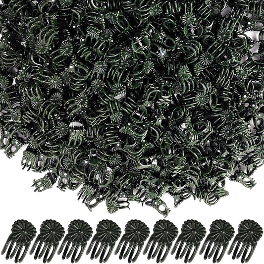 RONYOUNG 200PCS Plant Clips, Orchid Clips Plant Orchid Support Clips Flower and Vine Clips for Supporting Stems Vines Grow Upright Dark Green