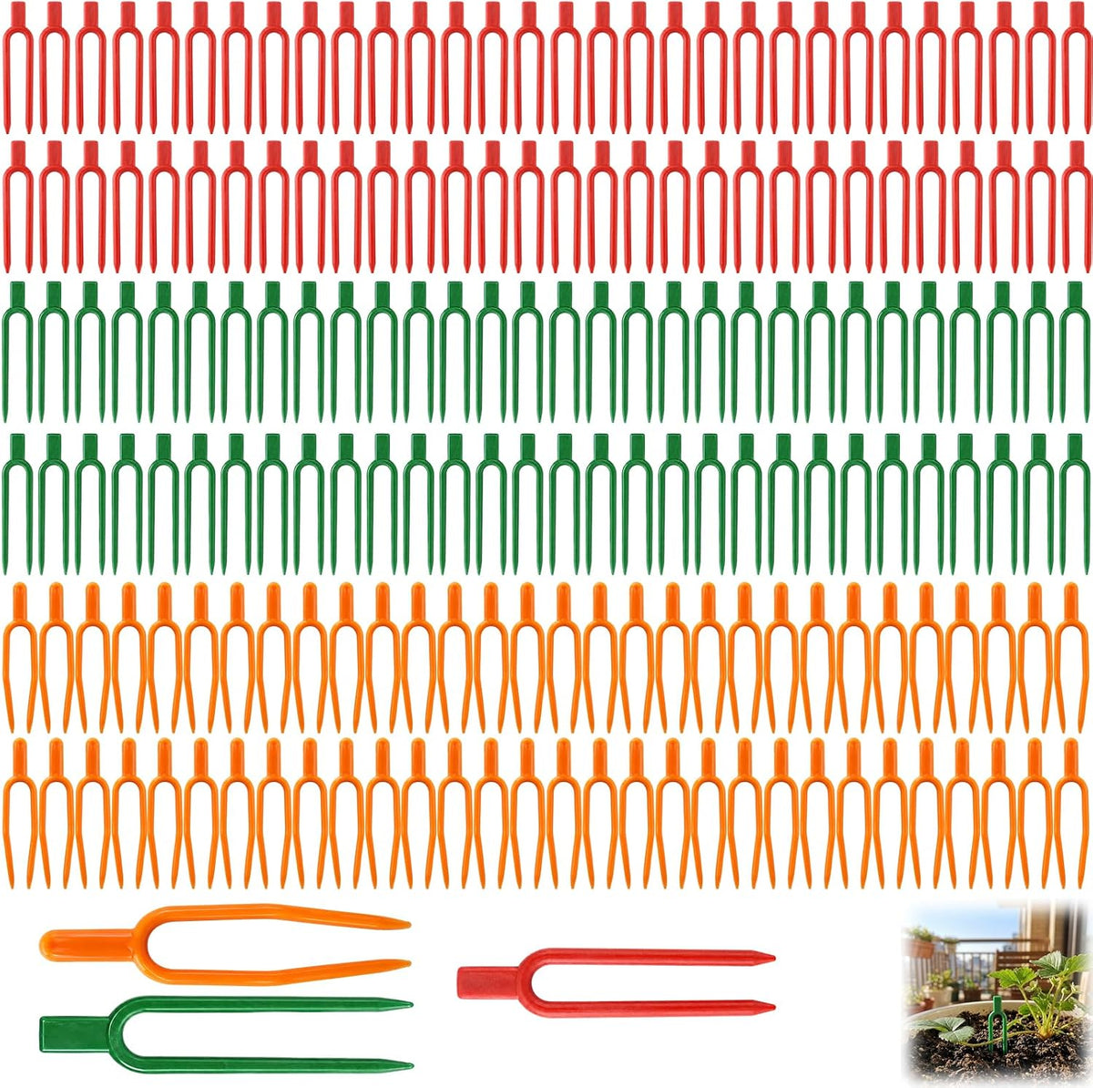 180 Pcs Plant Pins for Indoor Plants, Reusable U-Shaped Plastic Garden Clips for Strawberry Runners and Vine Support, Securing Plant Cuttings and Garden Fabric, Durable Gardening Tools