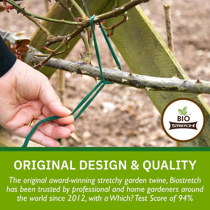 Bio-Stretch Soft Garden Twine & Plant Ties for Outdoor Plants, 1 Ball Green