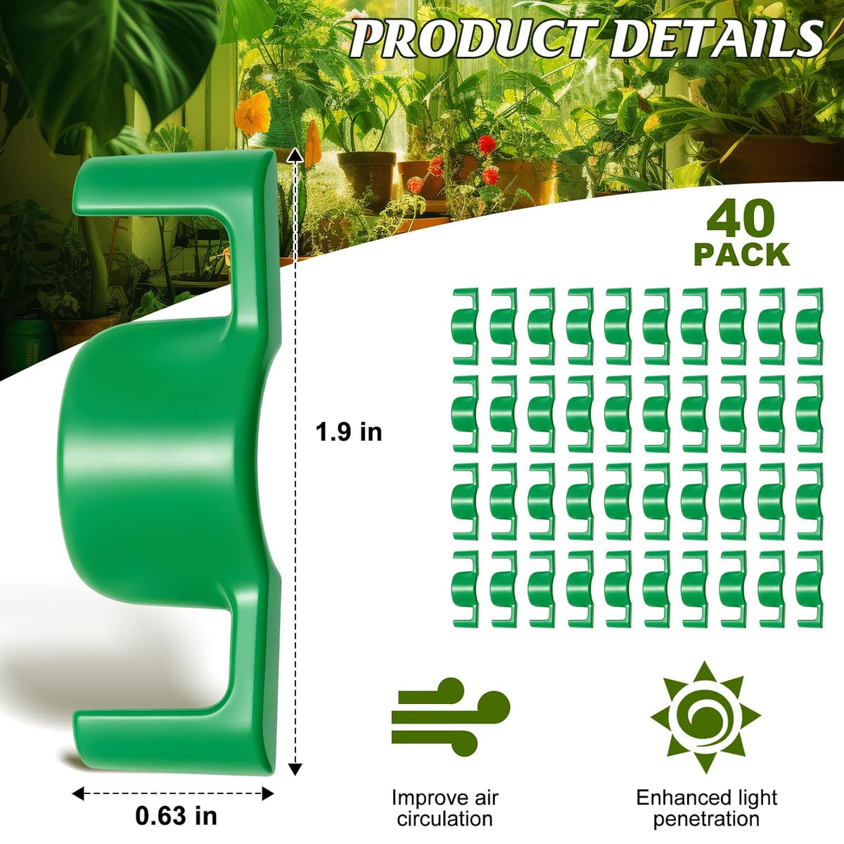 Feekoon 40 Pack LST Plant Training Clips Branch Benders(Green)