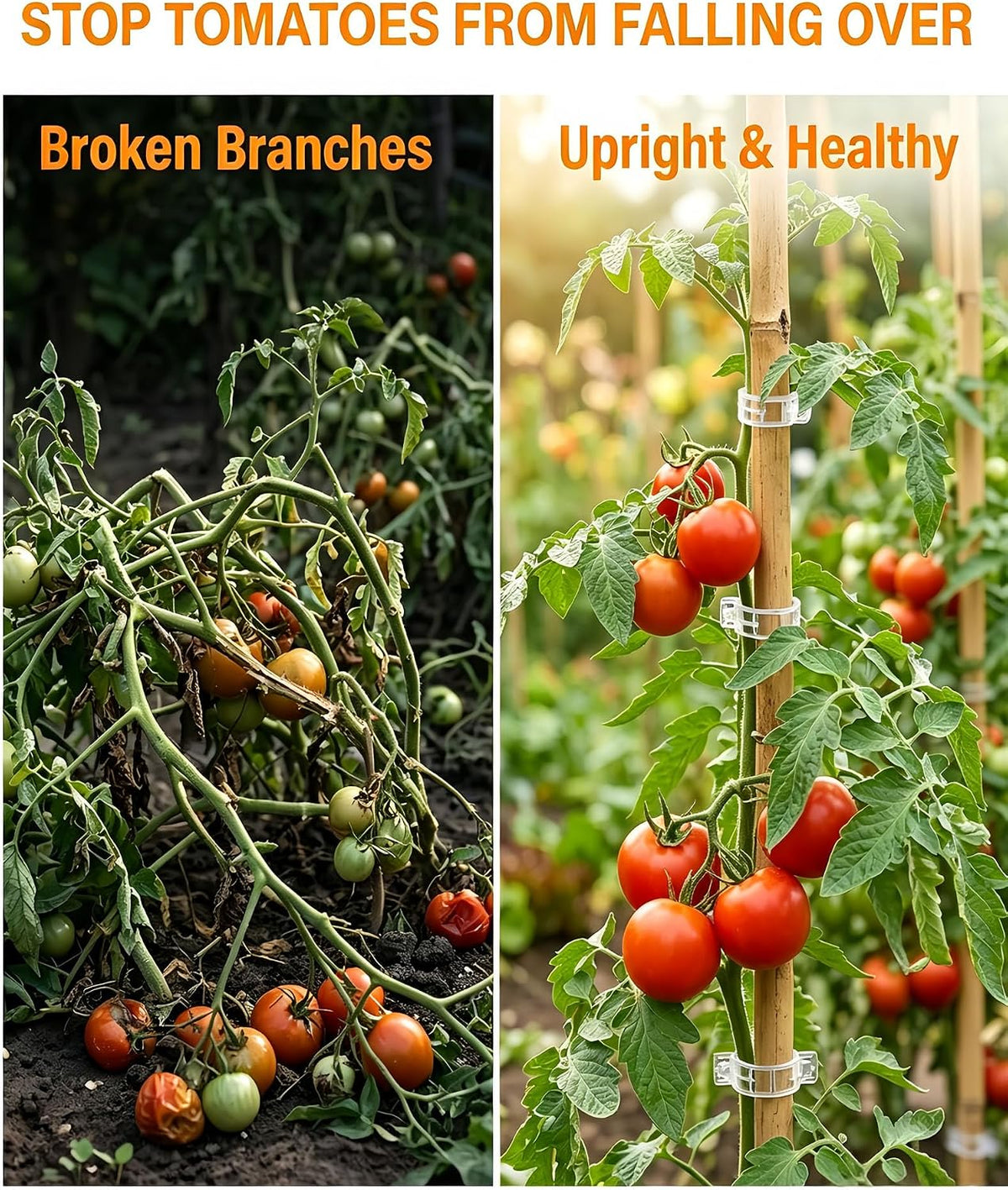 1000 Pcs Tomato Plastic Support Clips, Clips for Climbing Plants, Reusable Tomato Trellis Twines for Fruit, Flower, Farm, Vegetable Garden & Gardening Supplies (Black,1000)
