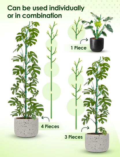 NiHome 50" Plant Support Stakes 5-Pack for Indoor & Outdoor Climbing Plants