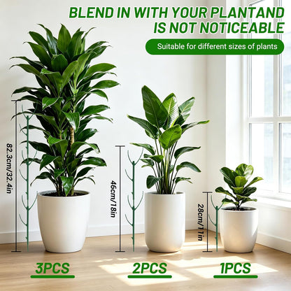 12 Pack Stackable Monstera Plant Support Poles with 20 Clips, 2 Roll Tie