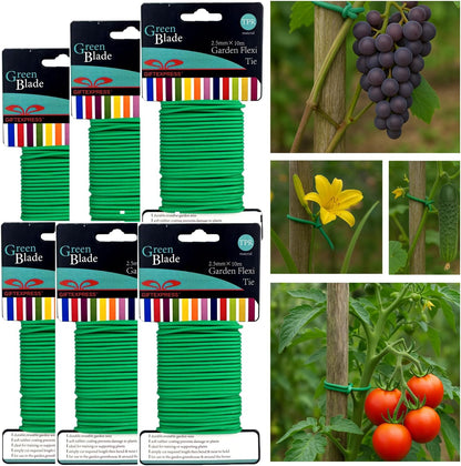 GiftExpress Pack of 6 Garden Soft Wire Tie, 32.8' ea. Garden Plant Tie, Light Duty Flexi Tie, Plant Twist Ties