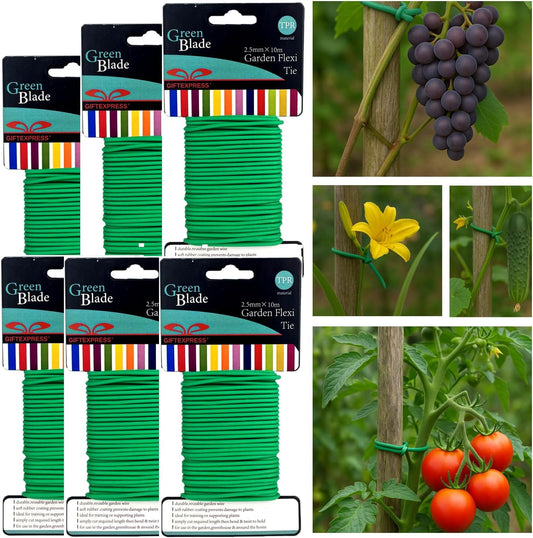 GiftExpress Pack of 6 Garden Soft Wire Tie, 32.8' ea. Garden Plant Tie, Light Duty Flexi Tie, Plant Twist Ties