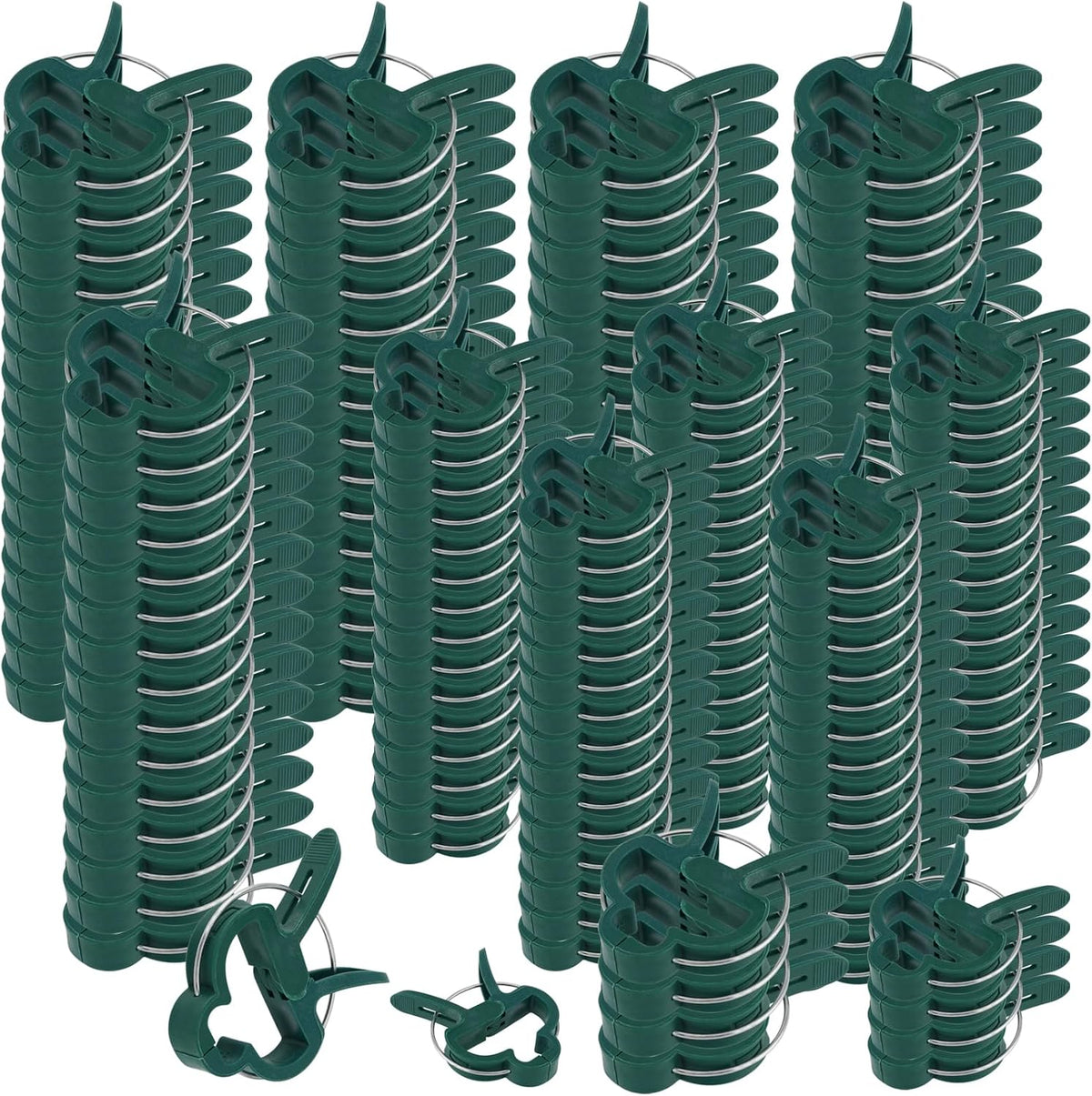 HOZEON 160 PCS Garden Plant Gripper Clips, Green Plant Support Clips for Gardening, Plastic Tomato Plant Lever Loop Clips, Tomato Vine Clips for Climbing Plants Stems, Stalks, 2 Sizes