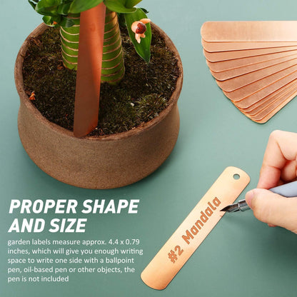 Hotop 30 Pcs 4.5 Inch Copper Plant Tags Metal Tree Tags