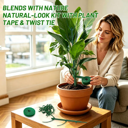 12 Pack Stackable Monstera Plant Support Poles with 20 Clips, 2 Roll Tie