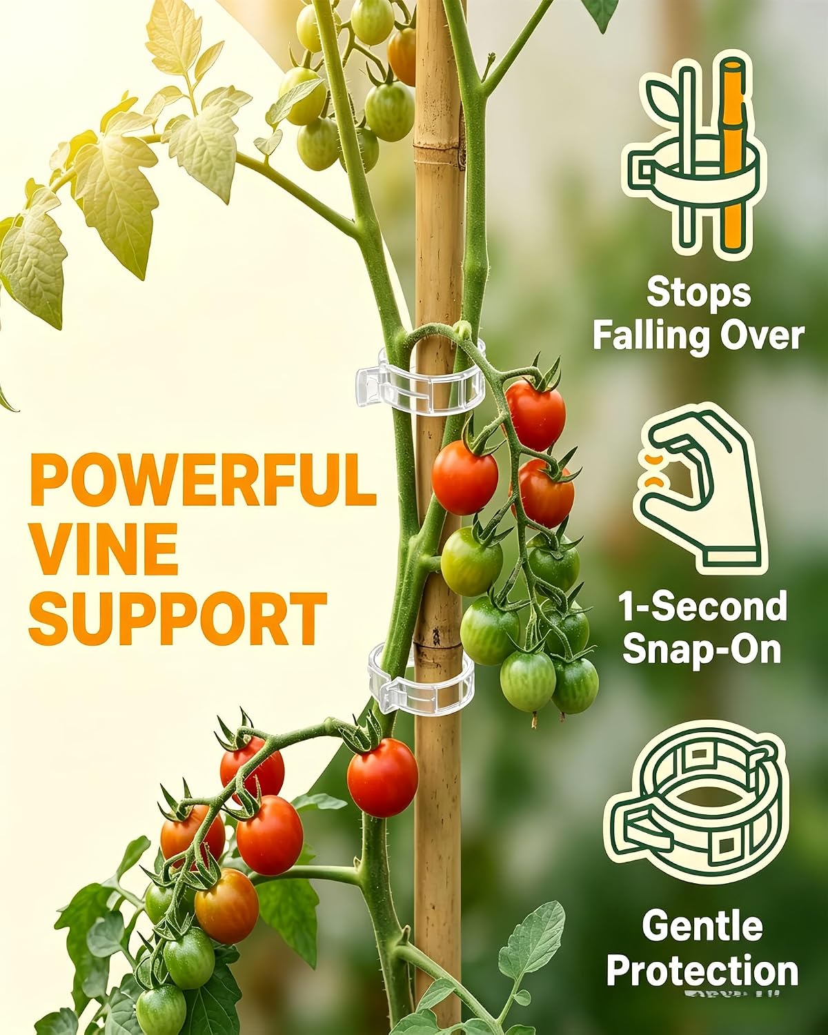 1000 Pcs Tomato Plastic Support Clips, Clips for Climbing Plants, Reusable Tomato Trellis Twines for Fruit, Flower, Farm, Vegetable Garden & Gardening Supplies (Black,1000)