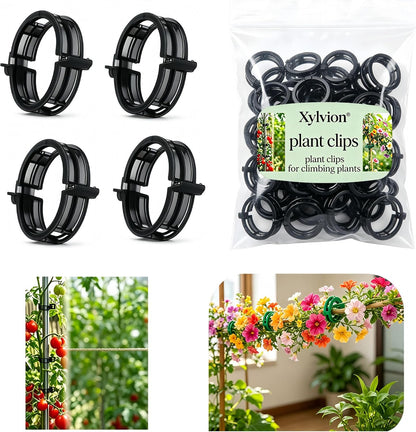 1000 Pcs Tomato Plastic Support Clips, Clips for Climbing Plants, Reusable Tomato Trellis Twines for Fruit, Flower, Farm, Vegetable Garden & Gardening Supplies (Black,1000)