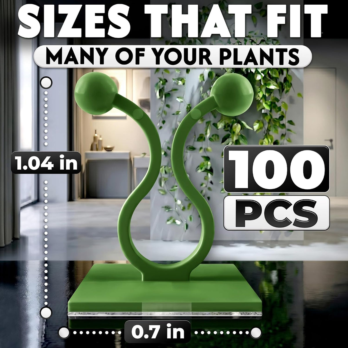 100Pcs Climbing Plant Wall Clips for Vines, Flexible Plastic (Green)