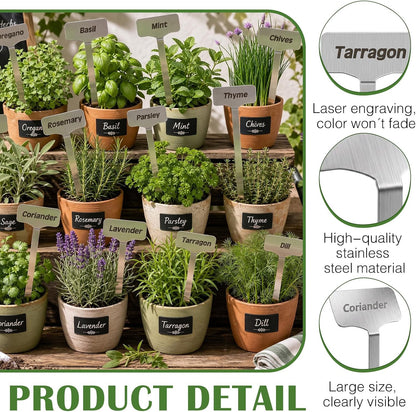 Hicarer 12 Pcs Metal Plant Labels, Stainless Steel 13" x 1.3" Plant Markers