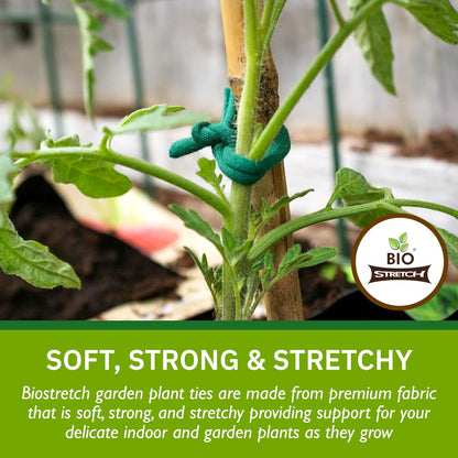 Bio-Stretch Soft Garden Twine & Plant Ties for Outdoor Plants, 1 Ball Green