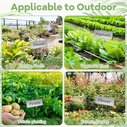 WSICSE 50-Pack Metal Plant Labels, 10.6 in Garden Markers with Pen, Silver