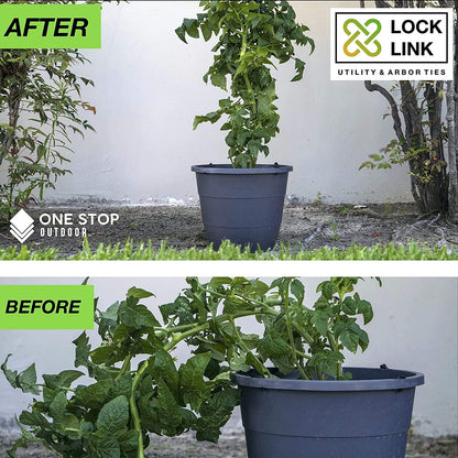 One Stop Outdoor Lock Link - (50 Pack) 6.7" Inch (28 Ft Total) - Soft Flexible Rubber Locking Plant Wire Twine Ties - Reusable Plant Support Twist Tie Straps (50 Pack)