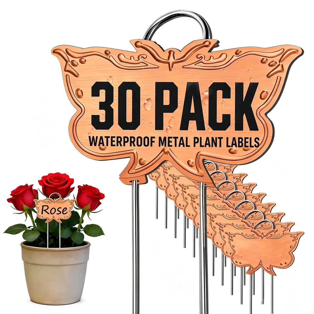 Metal Plant Labels for Outdoor Garden Waterproof 11-Inch 30 Pack