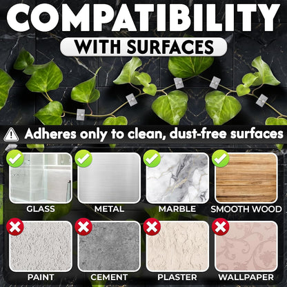100 Pcs Climbing Plant Wall Clips for Vines, Flexible (Small White)