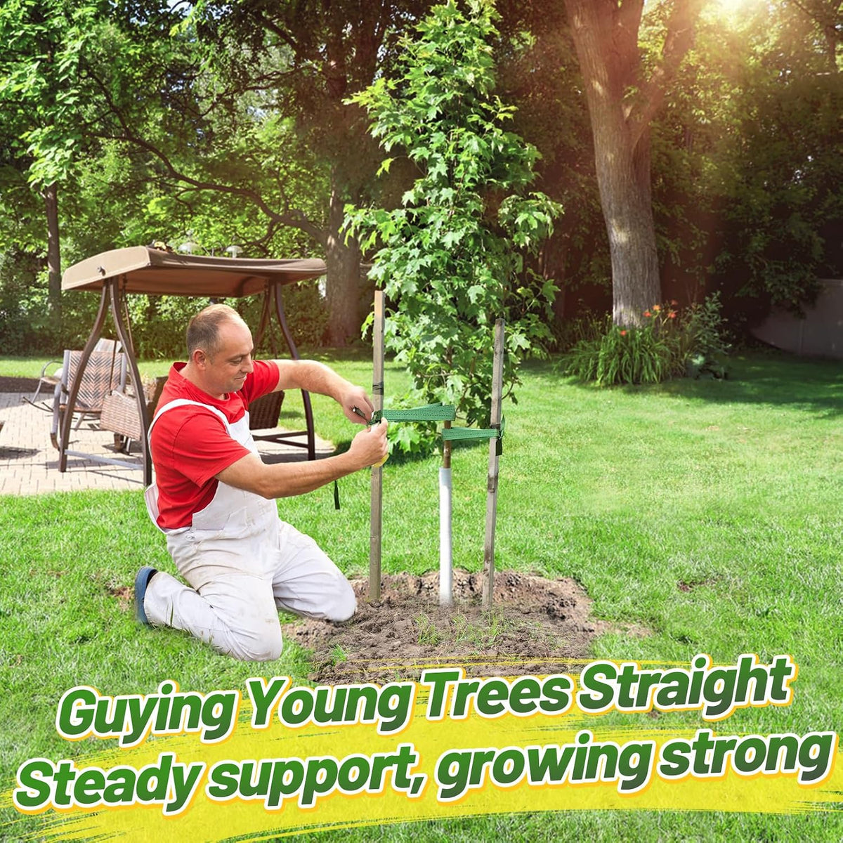2,425 Lbs Strength Tree Saver Straps, 108FT Tree Staking Tie Support Straps