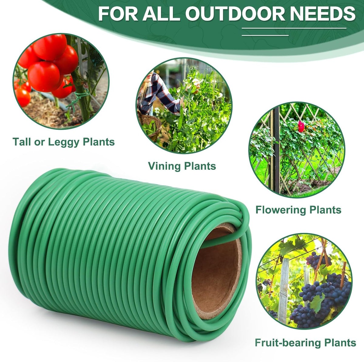 Tenn Well 66ft 3.5mm Garden Wire Rubber Coated Green Ties for Plants
