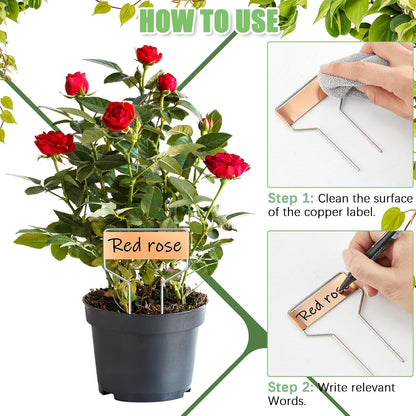 Moxweyeni 60 Pcs Metal Garden Tags Plant Labels,Copper,4 Inch