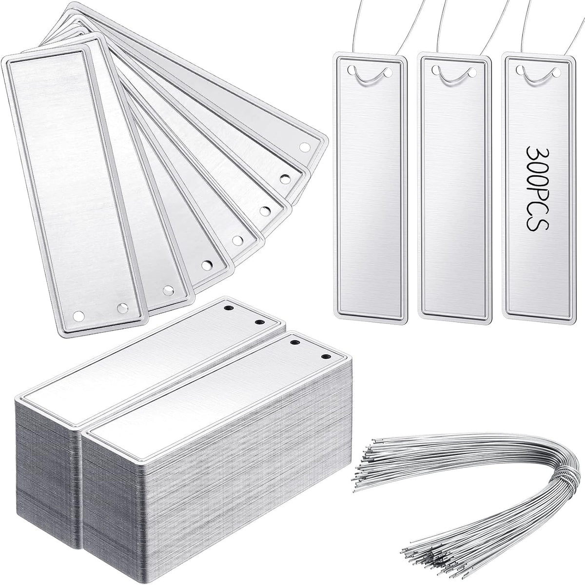 EBoot 300 Pcs Aluminum Plant Labels Waterproof Tags with 6 Inch Wires