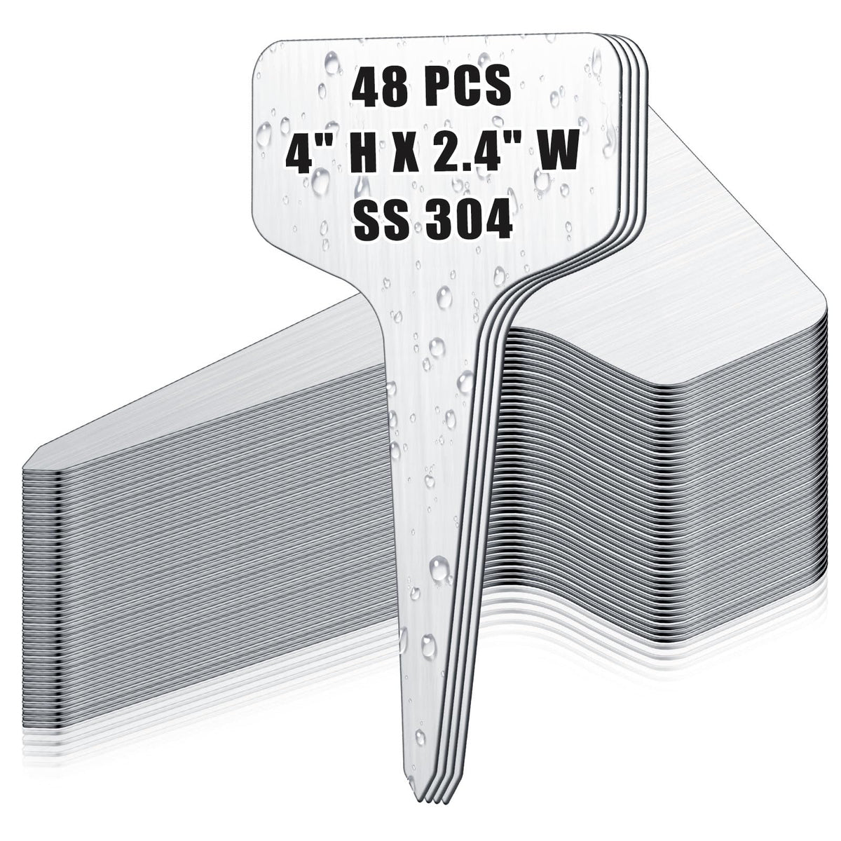 Hicarer 24 Pcs Metal Plant Labels, Stainless Steel 4" x 2.4" Garden Markers