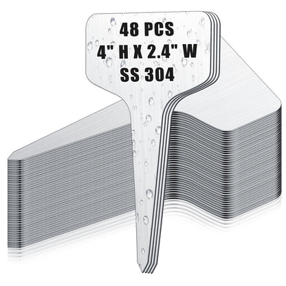 Hicarer 24 Pcs Metal Plant Labels, Stainless Steel 4" x 2.4" Garden Markers