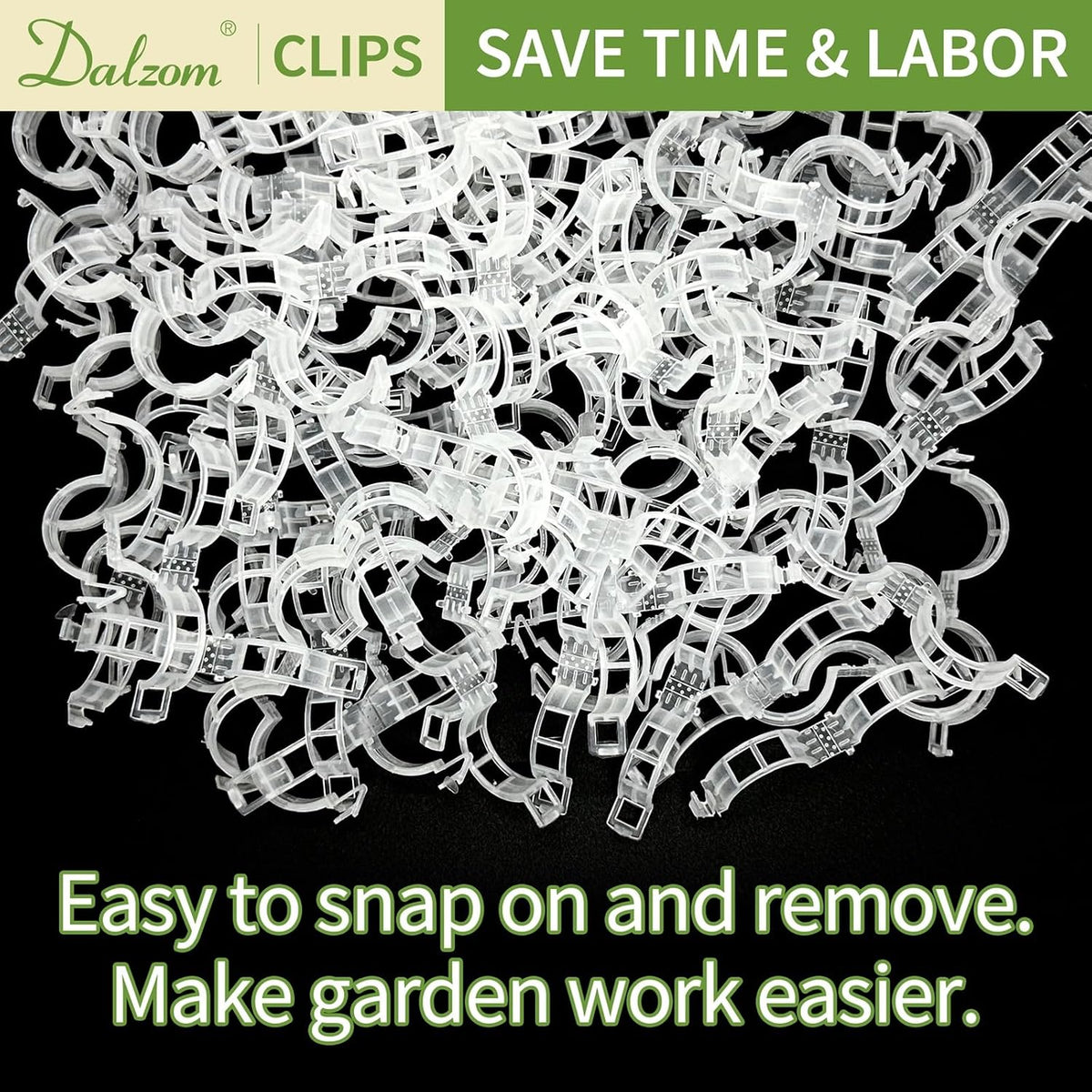 Dalzom® 300Pcs Tomato Clips, Plastic Trellis Clips Plant Support Clips, Plant Clips for Support, Grape Vine, Tomato Vine, Vegetables Plants, Garden Clips to Grow Upright Makes Plants Healthier