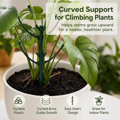12 Pack Monstera Plant Support, Stackable Plant Sticks Support Tall for Indoor Climbing Plants, with Clips & Ties, Green Reusable Plant Support Poles for Pothos, Vines