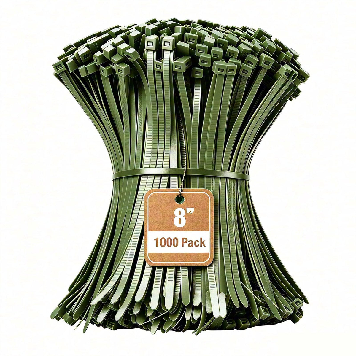 Armpow 8 Inch Garden Green Zip Tie 1000 PCS, 40 Lbs - Small to Medium Zip Tie, Nylon PA66 UV Resistant Cable Tie Heavy Duty for Indoor and Outdoor Use - Ideal for bundling and securing objects