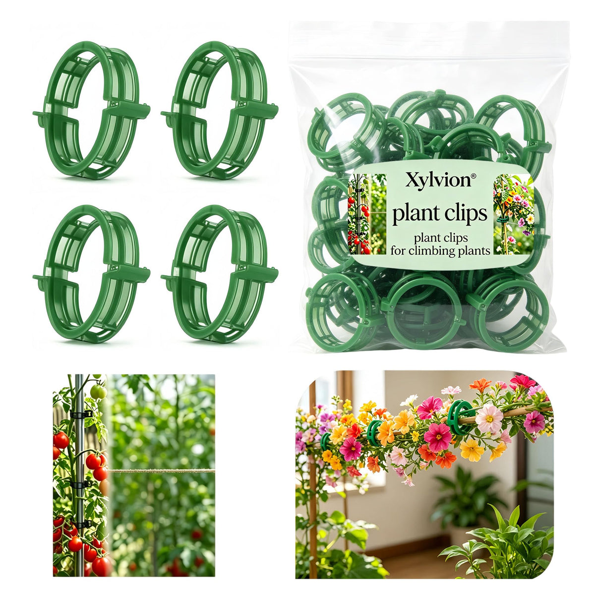 1000 Pcs Tomato Plastic Support Clips, Clips for Climbing Plants, Reusable Tomato Trellis Twines for Fruit, Flower, Farm, Vegetable Garden & Gardening Supplies (Black,1000)