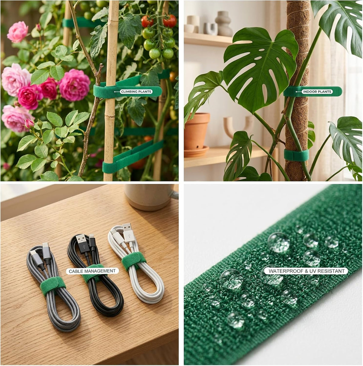 Plant Tape – Reusable Hook and Loop Plant Ties for Climbing Plants, Adjustable Garden Tape for Tomatoes, Vines & Indoor Plants | Nylon, 0.47 in Wide | 2 Rolls, 98ft