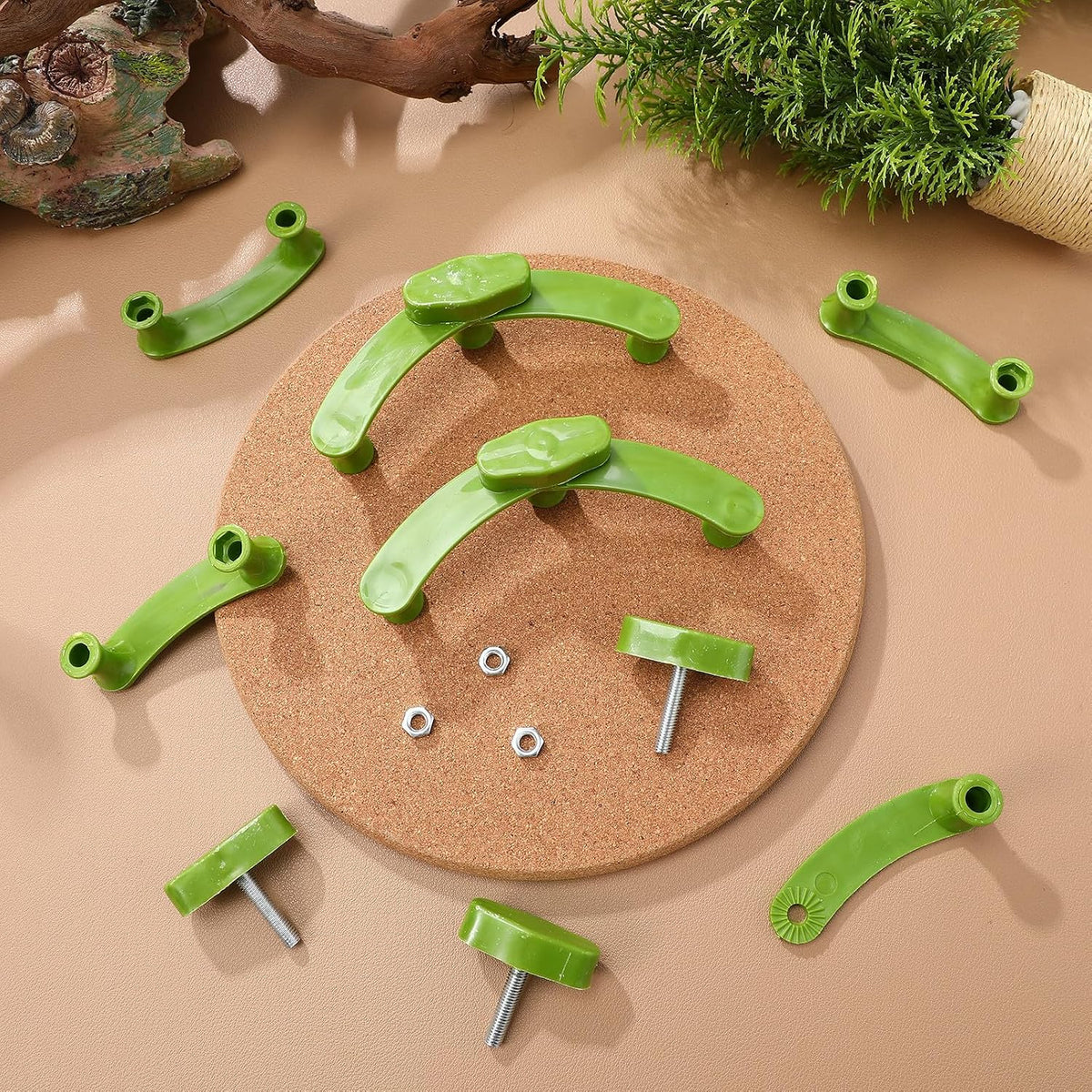 5pcs Plant Branch Benders Clips for Gardening, Reusable Green Twig Bending Clamps for Tree Training and Bonsai Shaping, Adjustable Branch Pullers for Outdoor Plant Support