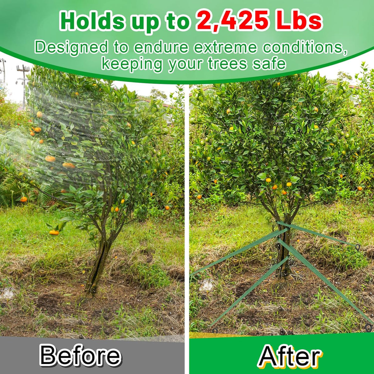2,425 Lbs Strength Tree Saver Straps, 108FT Tree Staking Tie Support Straps